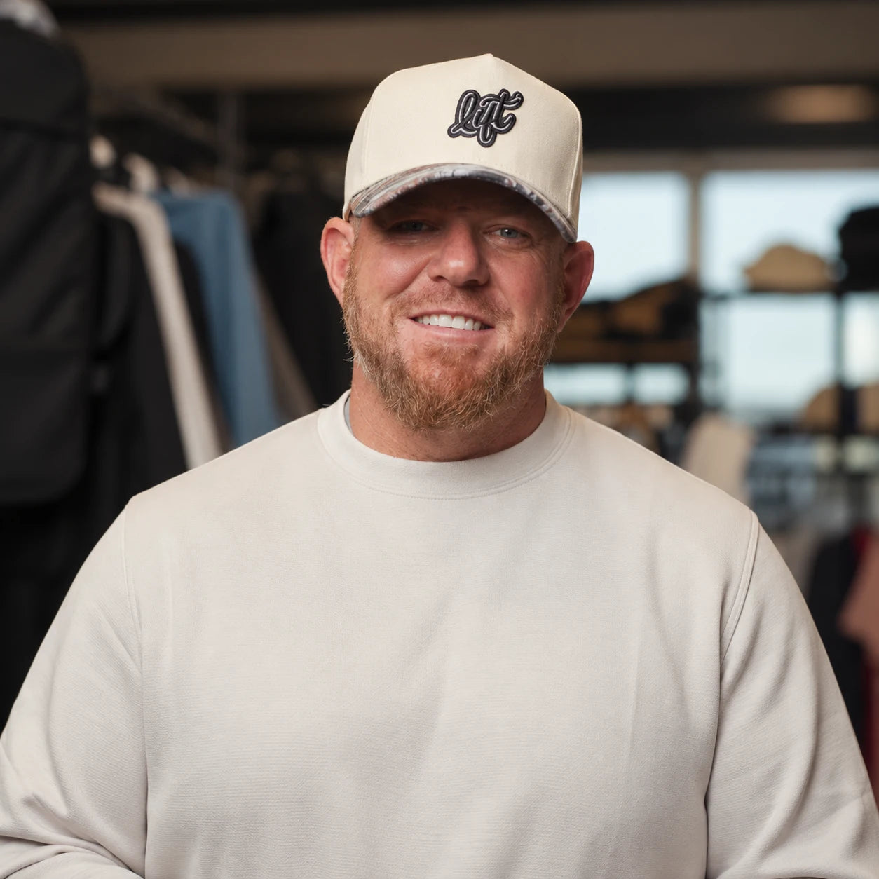 Jonny Johnson, founder of Lift Threadz, in the showroom