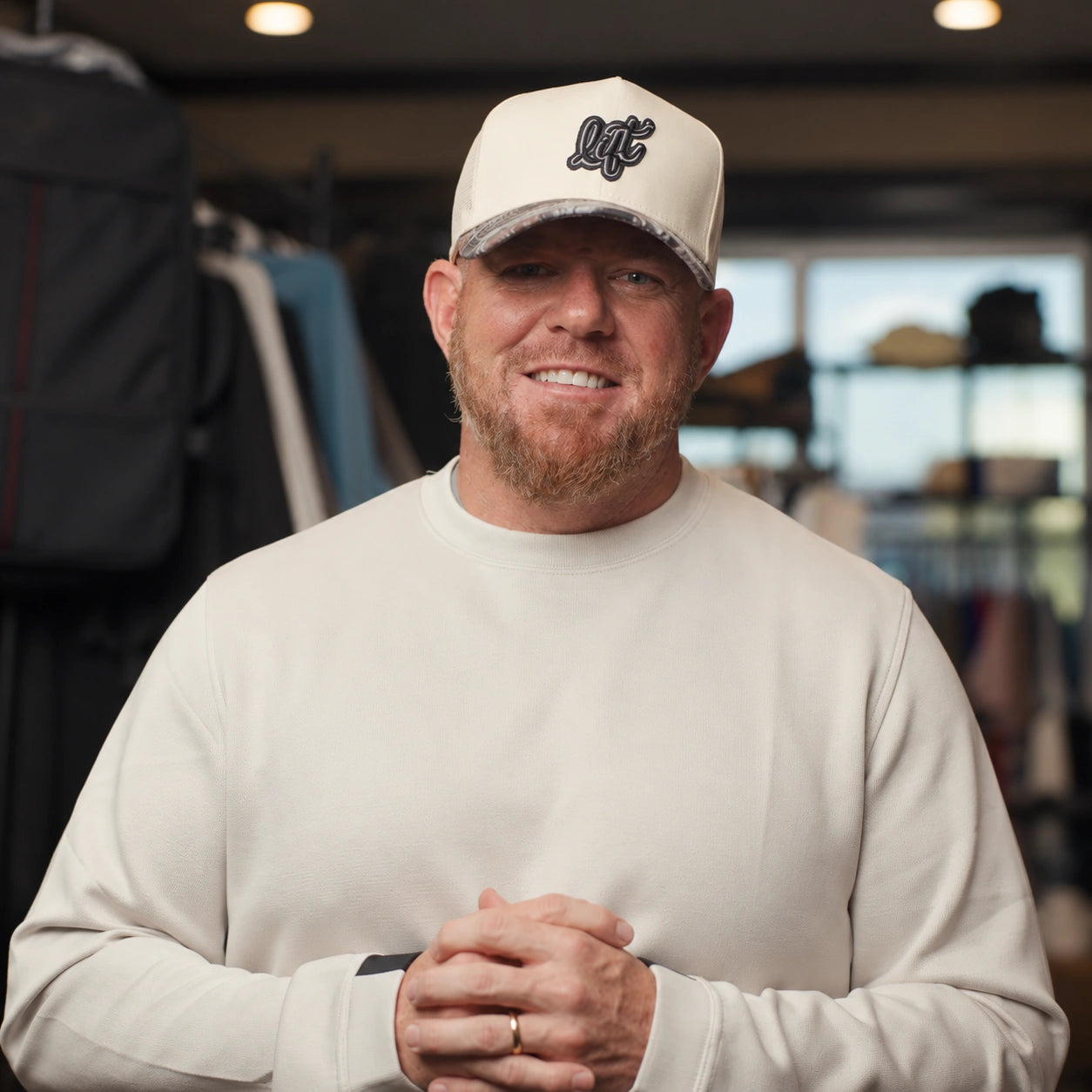 Jonny Johnson, founder of Lift Threadz, in the showroom