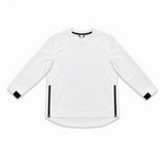Load image into Gallery viewer, The Standard Crew in White, front view with black side zippers and cuff accents